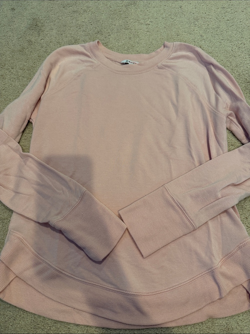 Athleta Light Pink Long Sleeve super soft Crewneck Sweatshirt sz xxs